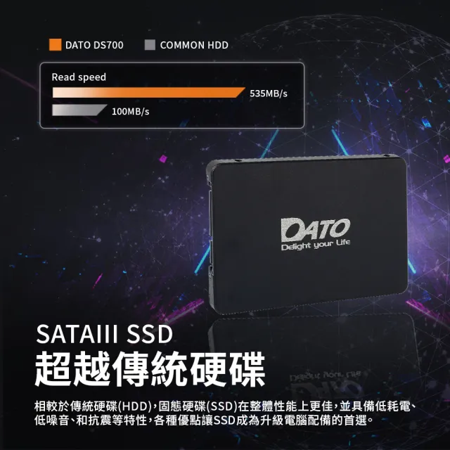 【DATO 達多】DS700 2TB 2.5吋 SATAIII SSD 固態硬碟(最高達讀535MB/s 寫：500MB/s)