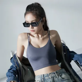 【Ladies 蕾黛絲】格雷系極簡細肩帶無鋼圈M-EL背心(格雷深灰)