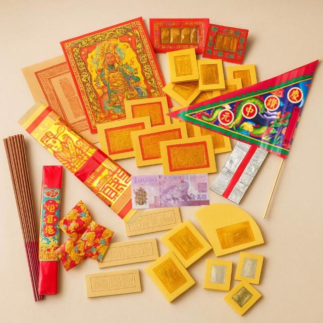 【金發財金紙】中元普渡專用 簡單豐富普渡公金+好兄弟-含普渡旗香組