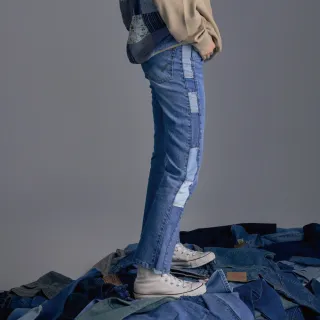 【EDWIN】女裝 CORE 側邊拼接丹寧大喇叭褲(漂淺藍)