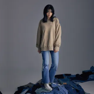 【EDWIN】女裝 CORE 側邊拼接丹寧大喇叭褲(漂淺藍)