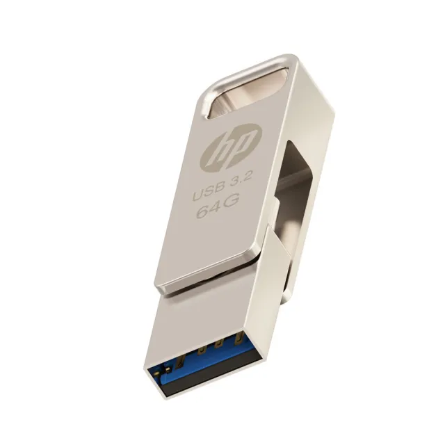 【HP 惠普】64GB 雙用隨身碟 Type-C + A 金屬製 USB 3.2 讀取高達 120 MB/s(x206c)