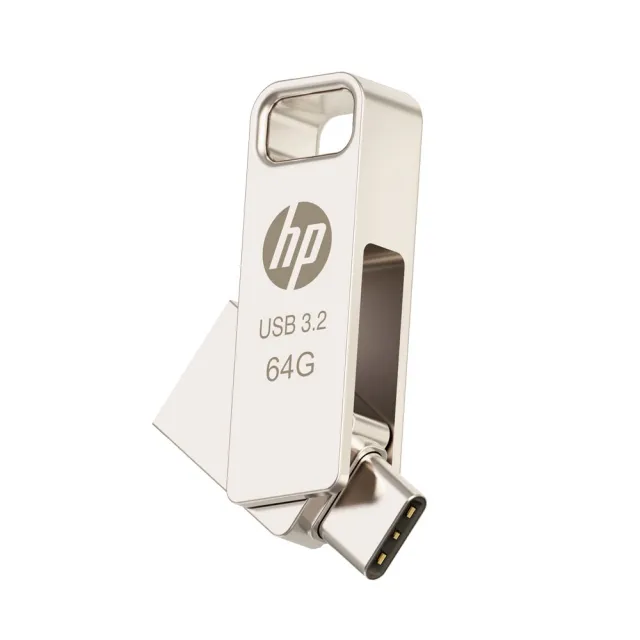 【HP 惠普】64GB 雙用隨身碟 Type-C + A 金屬製 USB 3.2 讀取高達 120 MB/s(x206c)