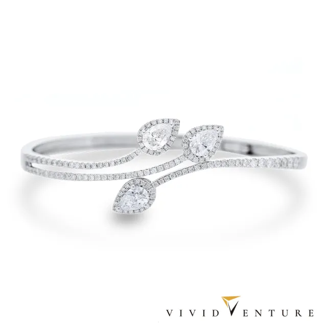 【Vividventure 亞帝芬奇】GIA 1.5克拉 FSI2 三主石 天然鑽石 真鑽 手環 Just For You(18K金台)