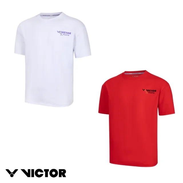 【VICTOR 勝利體育】VICTOR x 鄭思維專屬系列針織T恤(T-501ZSW A/D 白/朱砂紅)