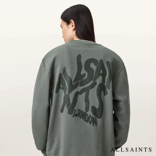 【ALLSAINTS】ORLANDO 純棉寬鬆LOGO長袖衛衣-綠 M058NB(寬鬆版型)
