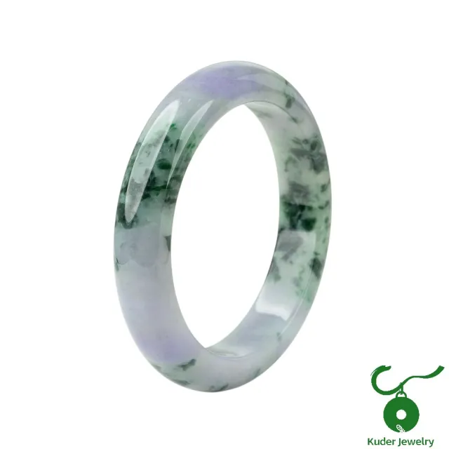 【K.D.J 圓融珠寶】春彩飄花翡翠手鐲玉鐲天然A貨(18.5圍平安鐲)