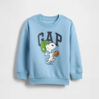 【GAP】男幼童裝 Gap x Snoopy史努比聯名 Logo印花圓領大學T-淺藍色(823280)