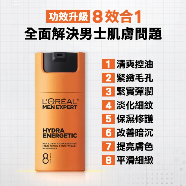 【L’OREAL Paris 巴黎萊雅】8效勁能保濕乳液50ml_2入組