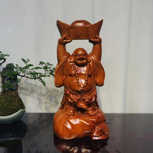 【桃花源創意工坊】招財福袋元寶彌勒木雕(木雕)
