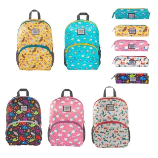 【HUGGER】兒童背包+筆袋-多色(A4可 幼小孩輕量休閒童趣防潑水減壓肩帶才藝上學後背)