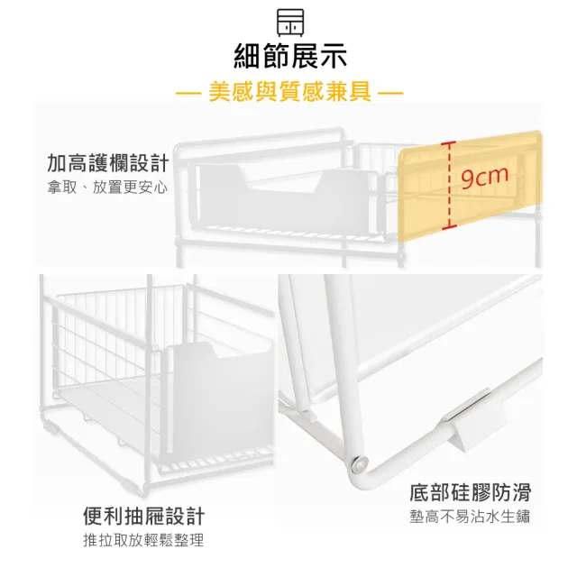 【AOTTO】多功能廚房浴室抽屜置物架 收納架(下水槽收納架 置物架) 