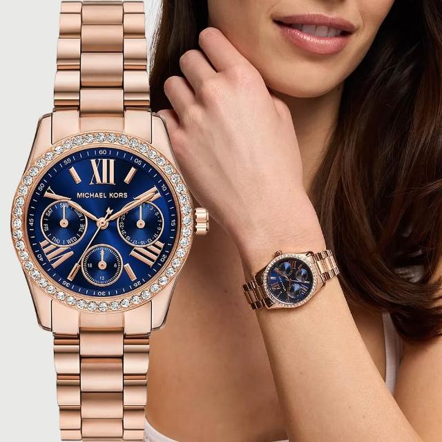 【Michael Kors】MK Lexington Lux 多功能晶鑽三眼女錶-33mm 送禮 禮物 推薦(MK4926)
