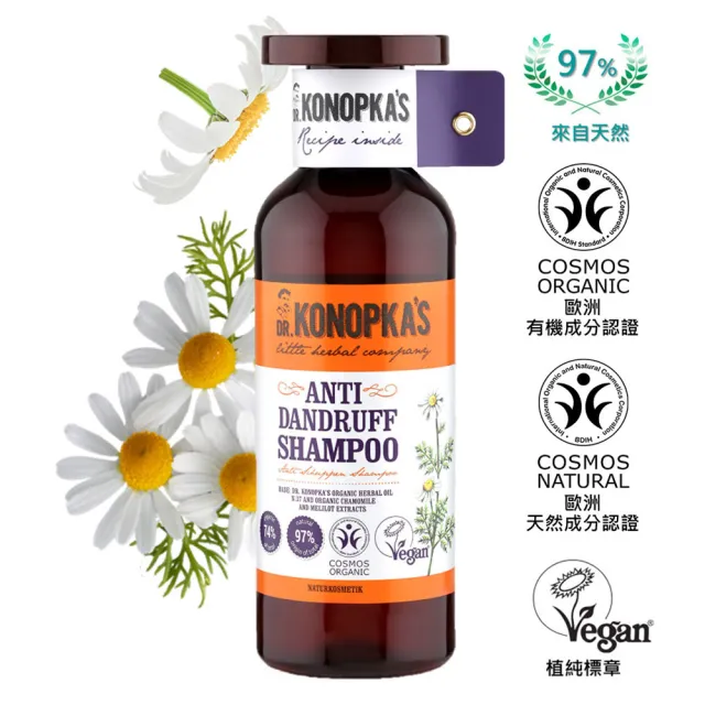 【Dr.Konopka’s】珂諾譜〔清爽抗屑〕洗髮精 500ml / 2入(贈手套式速乾巾/歐洲天然有機品牌)