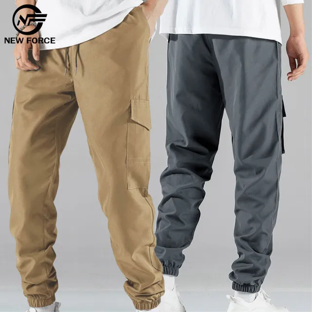 【NEW FORCE】出清品-復古休閒男款多口袋束口工裝長褲(休閒長褲/工裝褲/束口褲/運動長褲/四季長褲/男裝)