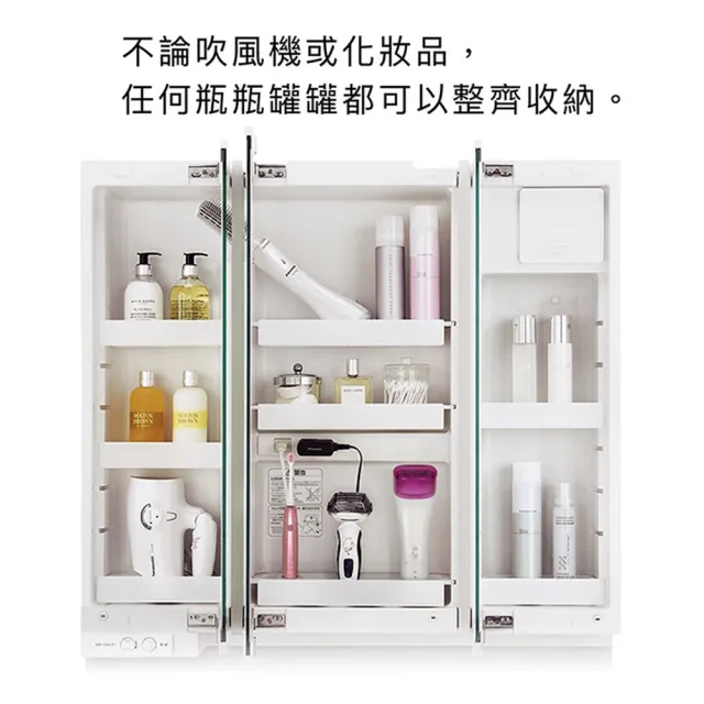 【Panasonic 國際牌】北北基桃免運 Twin Line LED 三門鏡櫃 75cm(GQC75C3SBBETW 幸福居家e購網鏡櫃)