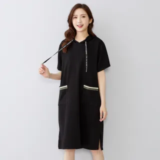 【betty’s 貝蒂思】織帶造型口袋連帽短袖洋裝(共二色)