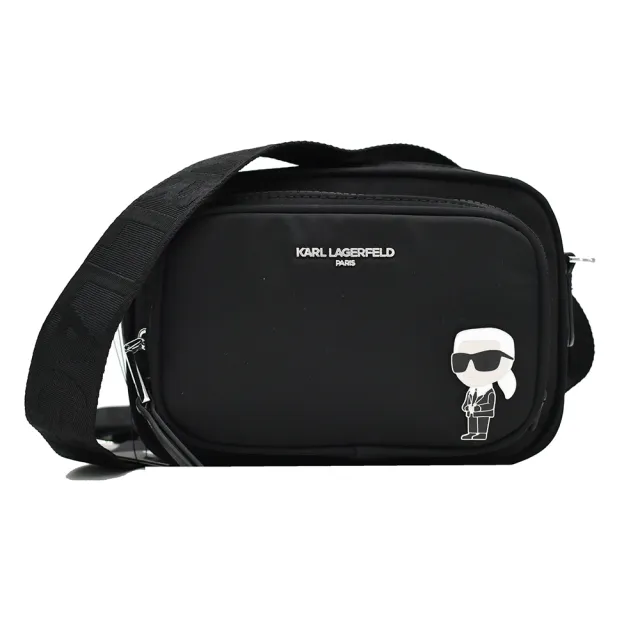 【KARL LAGERFELD 卡爾】卡爾老佛爺人像尼龍腰包斜背包相機包