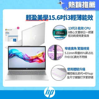 【HP 惠普】Office 2024★15吋i3-1315U輕薄筆電(15-fd0585TU/16G/512G SSD/Win11/極地白)