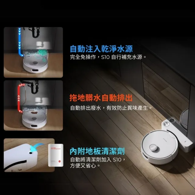 【SwitchBot】S10 地面清潔機器人(自動集塵/洗拖合一/99%除菌熱烘乾/自動補水排污/超聲波避障)