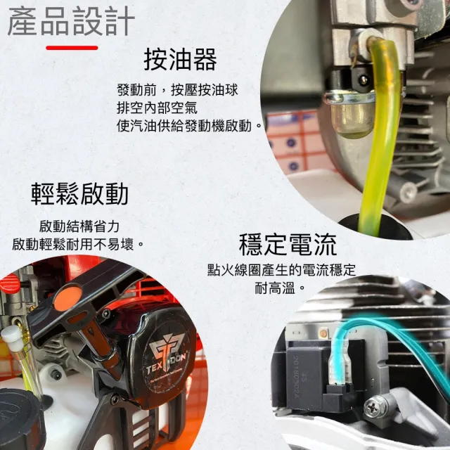 【TEXDON 得世噸】手推式三輪割草機 二行程引擎 鋤草機 除草機  鬆土開荒(TX62 二行程更省力)
