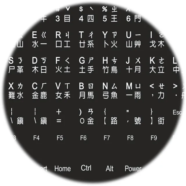 【Fujiei】2入組~中英文黑底白字電腦鍵盤專用貼紙(英文+大易+倉頡+注音PQ0064)