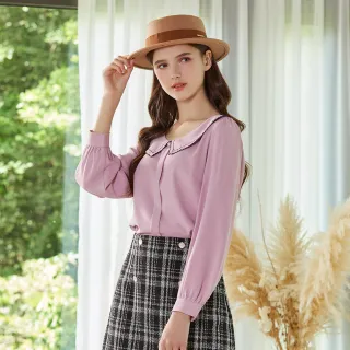 【H2O】蕾絲花邊領襯衫(#5635010 長袖襯衫、長袖上衣 米白色/粉色)