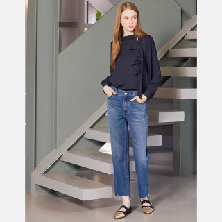 【IENA】牛仔刷色窄管褲(#5258002 長褲、牛仔褲 牛仔藍色)