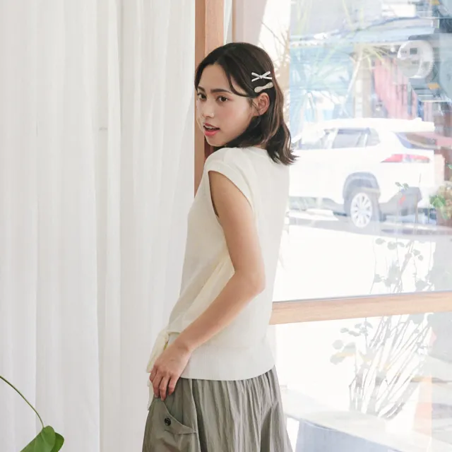 【Dailo】側腰綁帶開襟式無袖針織背心(藍 杏 黃/魅力商品)