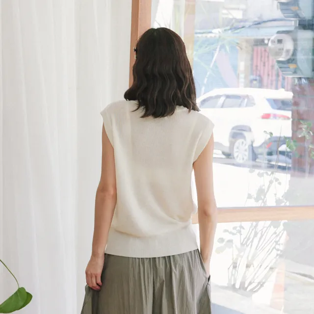 【Dailo】側腰綁帶開襟式無袖針織背心(藍 杏 黃/魅力商品)