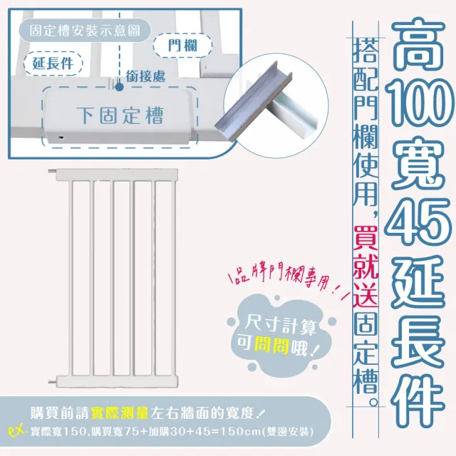 【KIDS PARK】高100延長件45cm安全門欄配件(客製門欄專用/加寬延長片/兒童寵物柵欄/送上下固定槽)