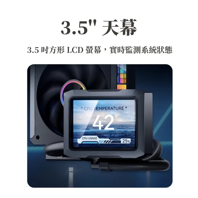 【JONSBO 喬思伯】TF3-360 IPS 液晶 4 螢幕套組 黑/白 TDP:325W(6年保/IPS廣角/3螢幕風扇)