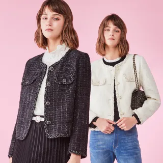 【en-suey 銀穗】小香風花呢短版外套-女