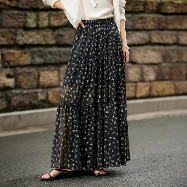 【LANNI 藍尼】★法式浪漫微透感碎花裙(女裝/裙子/長裙/花裙/日系/復古)