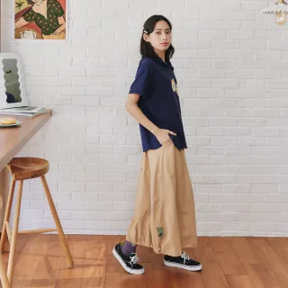 【Dailo】動物剪接調節縮口長裙(藍 綠 卡)