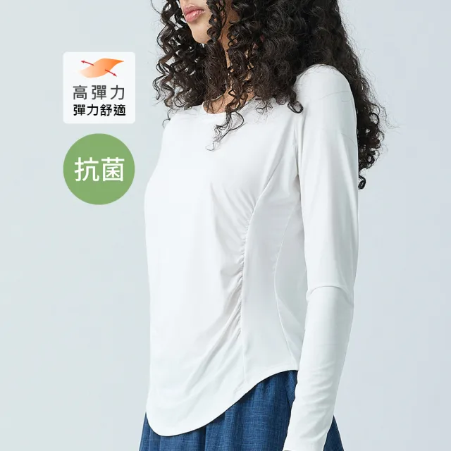 【YUANDONGLI 元動力】萊卡側摺長袖運動內搭上衣(三色;S-L;4253381601)