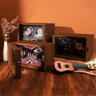 【AMITOF】復古上鏈盒 2錶位 搖錶器(自動上鏈 手錶防磁 上鏈盒)