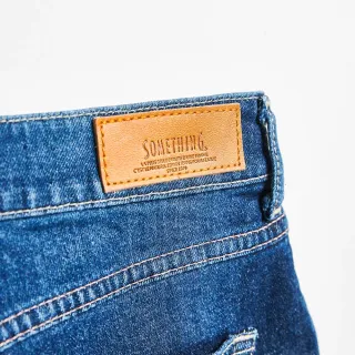 【SOMETHING】女裝 巴黎袋花刷破丹寧錐形褲(中古藍)