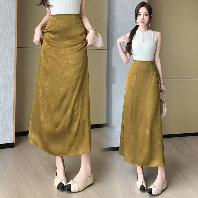 【巴黎精品】高腰顯瘦半身裙A字裙中長裙蛋糕裙子大碼洋裝休閒女裝(復古中式女裙子3色n1lb11)
