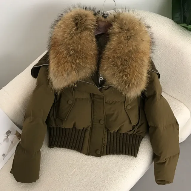 【巴黎精品】頂級貉子毛領真羽絨外套白鴨絨外套羽絨衣秋冬大碼休閒女裝(針織女外套10色n1ld15)