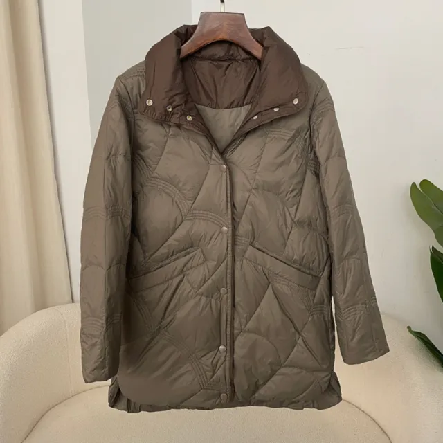 【巴黎精品】頂級真羽絨外套白鴨絨外套羽絨衣秋冬保暖大碼休閒女裝(復古立領女外套5色n1ld81)