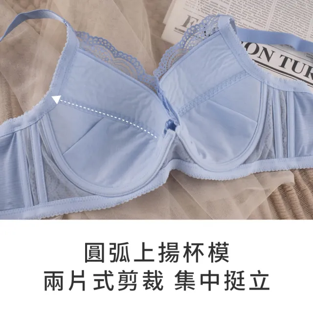 【玉如阿姨】迷漫浪花內衣※0678深藍(F罩 大罩杯 挺立 包覆 包副乳 台灣製)
