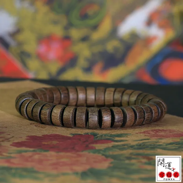 【開運方程式】海南沉香手珠綠棋楠藥片珠K04款附養珠瓶(高油款稀少原木取料開運佛珠)