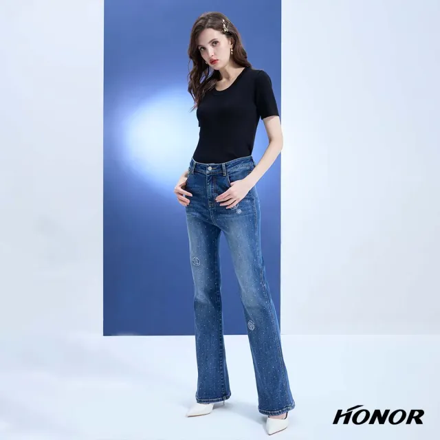 【HONOR 山形屋】出清品 素色大圓領坑條短袖上衣-白/黑/淺紫(限定出清)