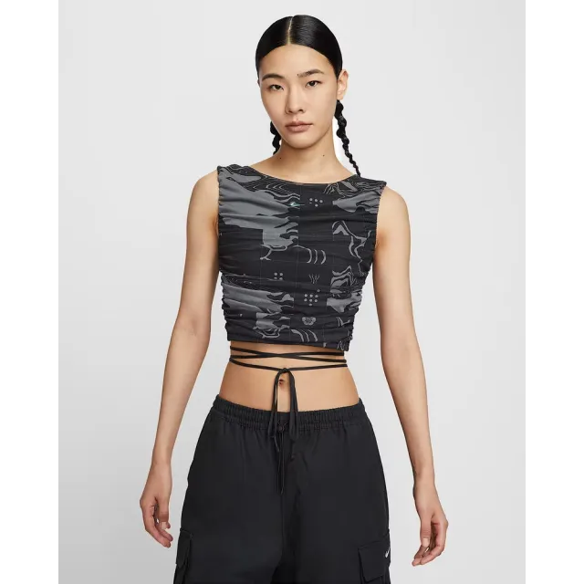 【NIKE 耐吉】背心上衣 女 AS W NSW SWDC CROP TANK 運動 休閒 無袖 短版 灰(HM4955084)