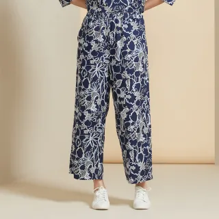 【YVONNE 以旺傢飾】雙層棉印花九分褲-丈青