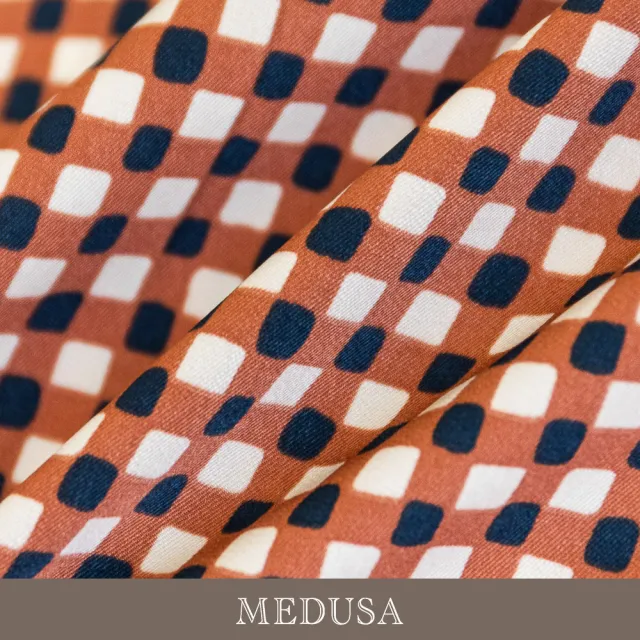 【MEDUSA 曼度莎】現貨-台灣製 野餐感復古格紋嫘縈涼感上衣（M-XL）｜女短袖 格紋上衣 涼感嫘縈(601-5430A)
