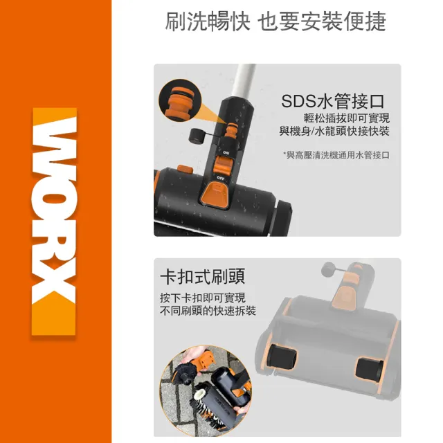 【WORX 威克士】20V 鋰電多功能地刷/清洗機(WG441E)