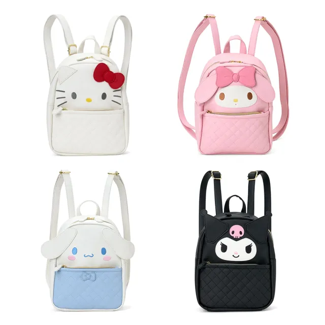 【SANRIO 三麗鷗】菱格紋造型皮質後背包