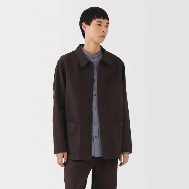 【MUJI 無印良品】男吉貝木棉混厚織斜紋外套(黑色/暗藍/深棕)